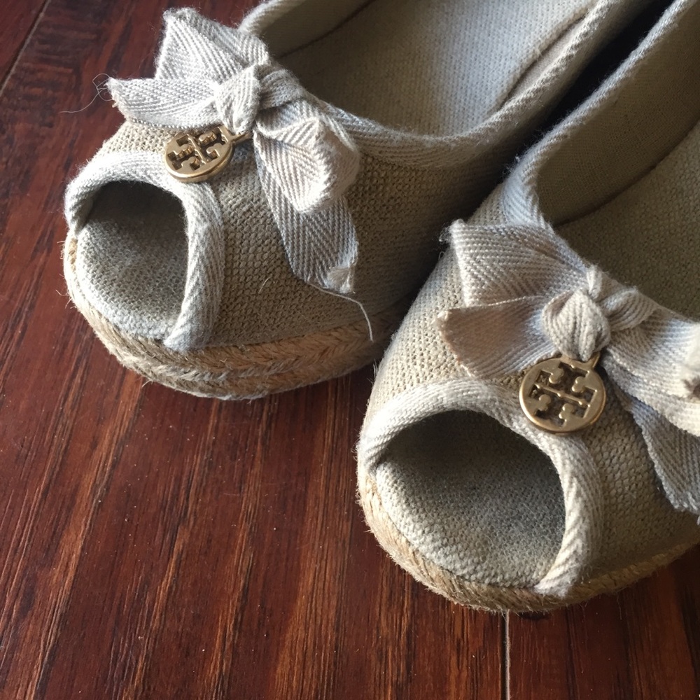 Tory Burch Jackie Espadrille peep toe wedges